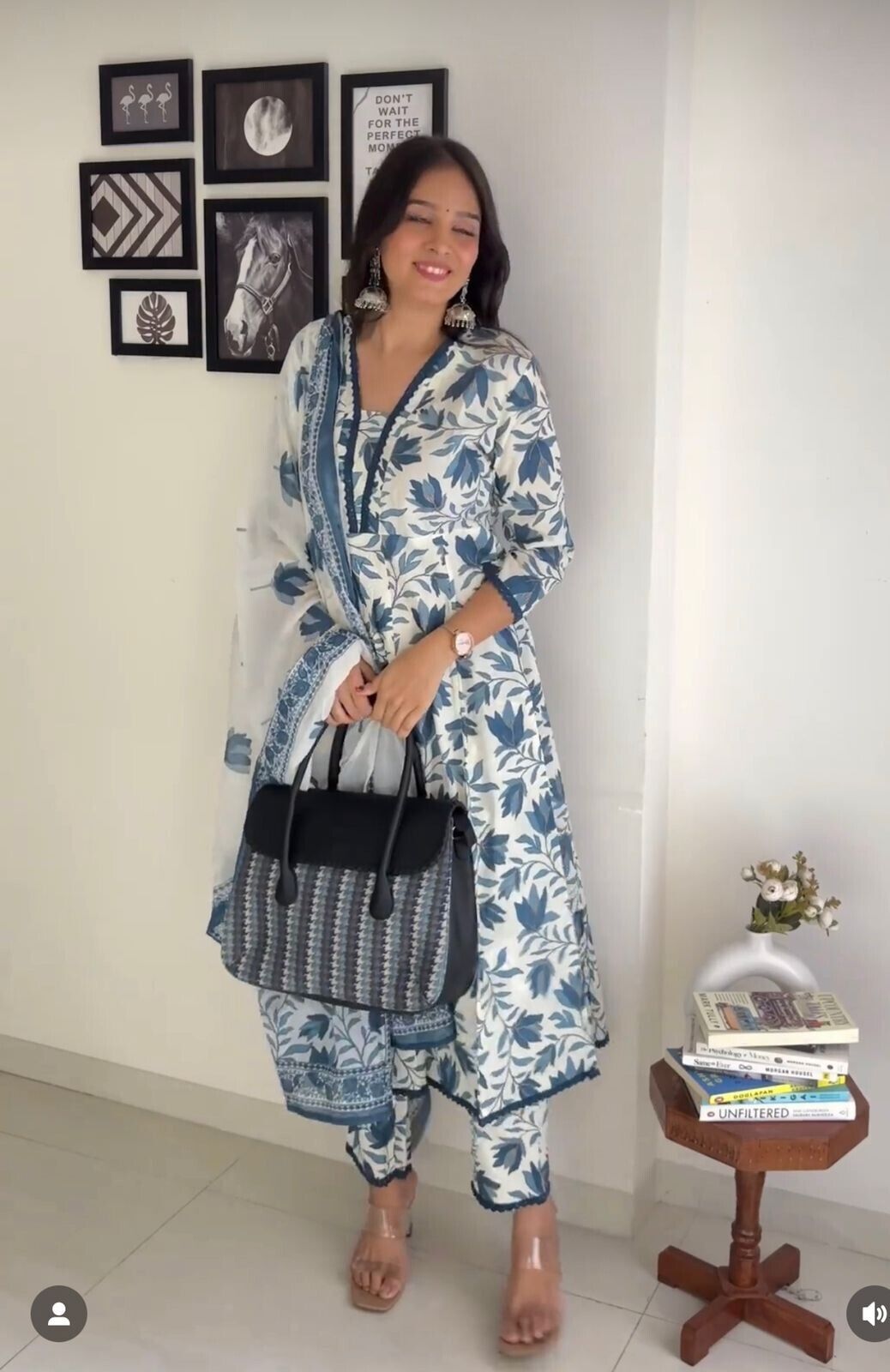 Salwar Kameez Indian A-line Kurta Set – Pure Cotton with Floral Digital Print