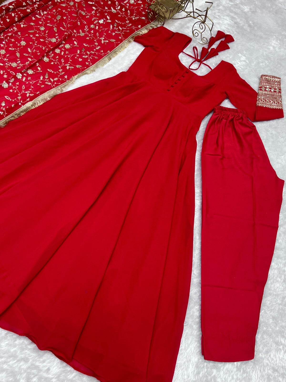 Designer Heavy Fox Georgette Anarkali Gown Set Fully Stitched & Ready to Wear