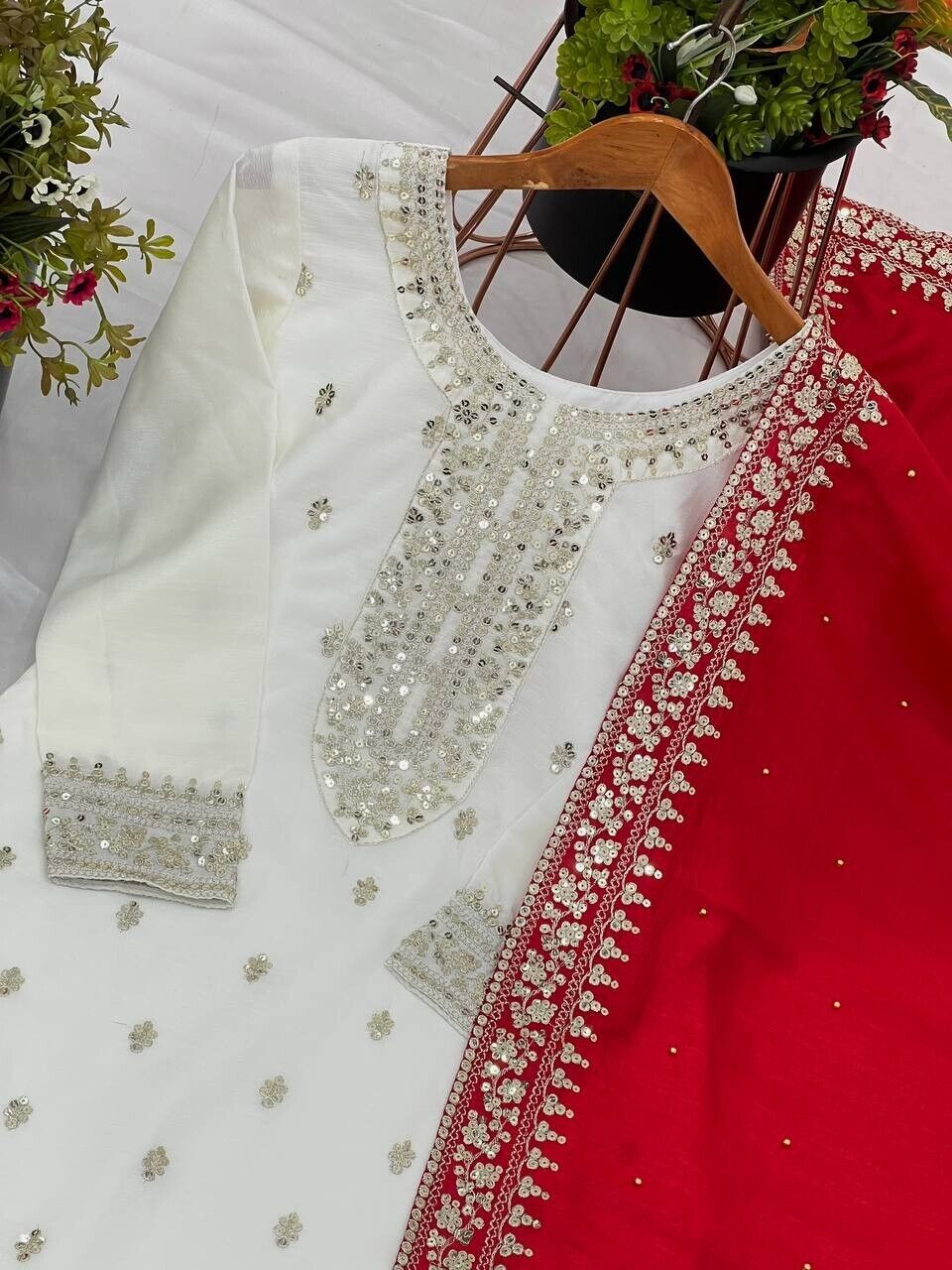 Chinnon Silk Embroidered Salwar Kameez Set – Ready‑to‑Wear Party & Wedding Wear