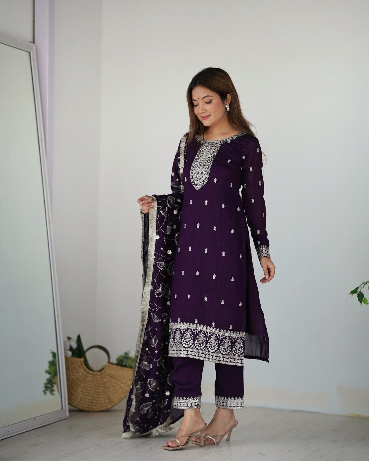 Zari work Silk Salwar Kameez Suit Designer Kurta salwar kameez suit , 3 pcs suit