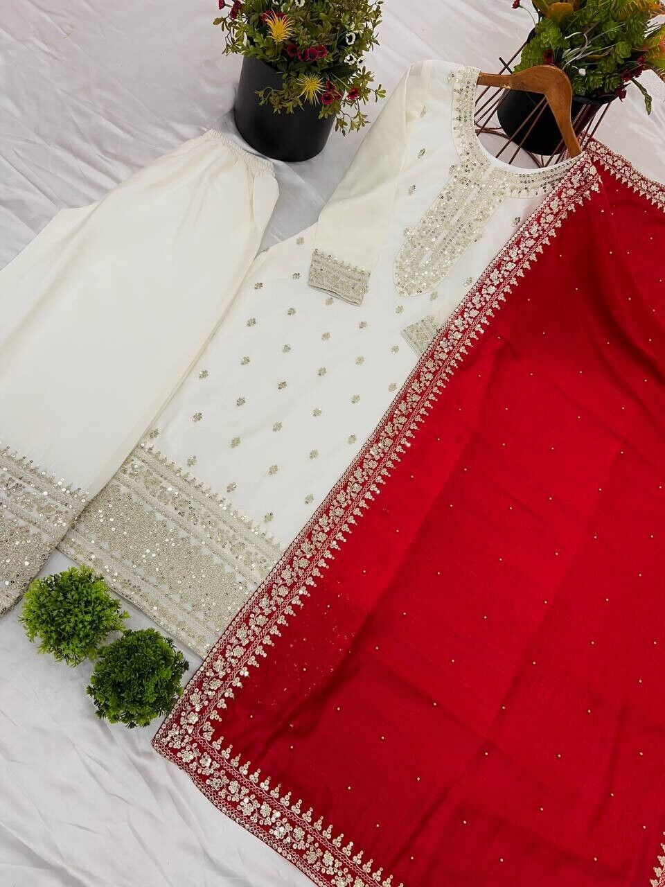 Chinnon Silk Embroidered Salwar Kameez Set – Ready‑to‑Wear Party & Wedding Wear