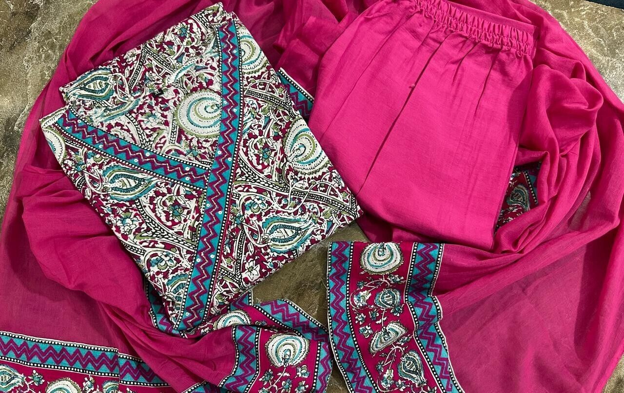 Cotton Sanganeri Print  Flared Anarkali Suit , Wedding party wear Kurti pant 3
