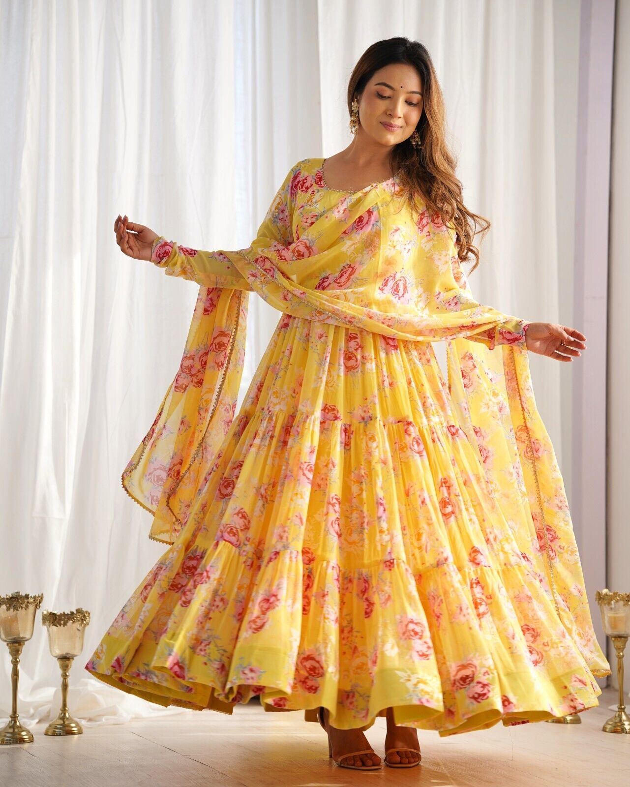 Georgette Full Floral Anarkali Gown Suit – Perfect for Festive Occasions