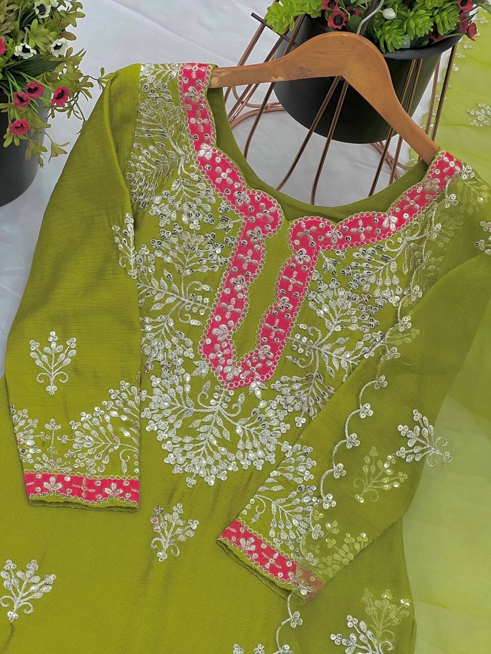 Indian Bollywood Wedding Designer Green Sharara Suit with Heavy Embroidery