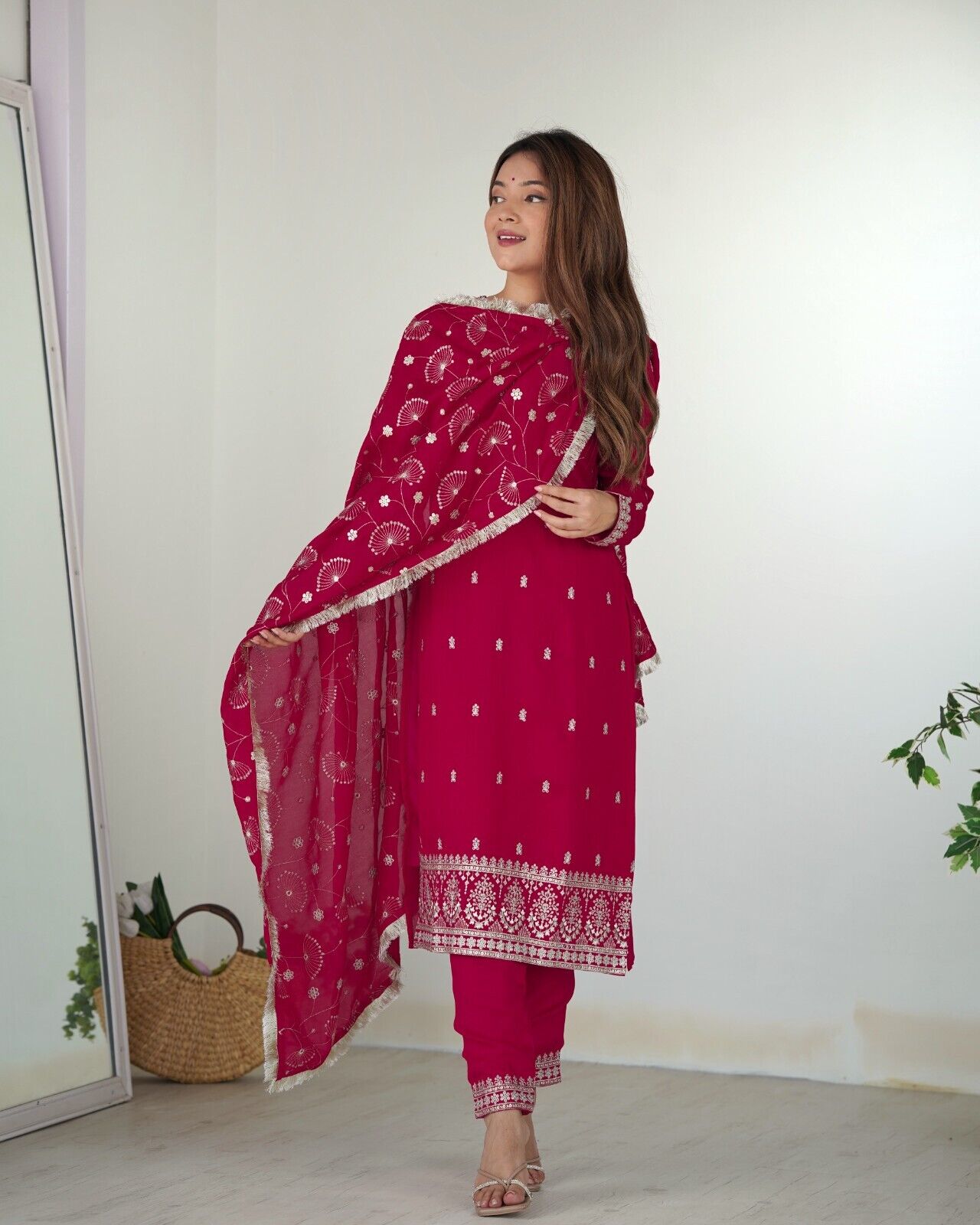 Silk Dress Pakistani Salwar Kameez Readymade Suits Indian Wedding Party 3 Piece