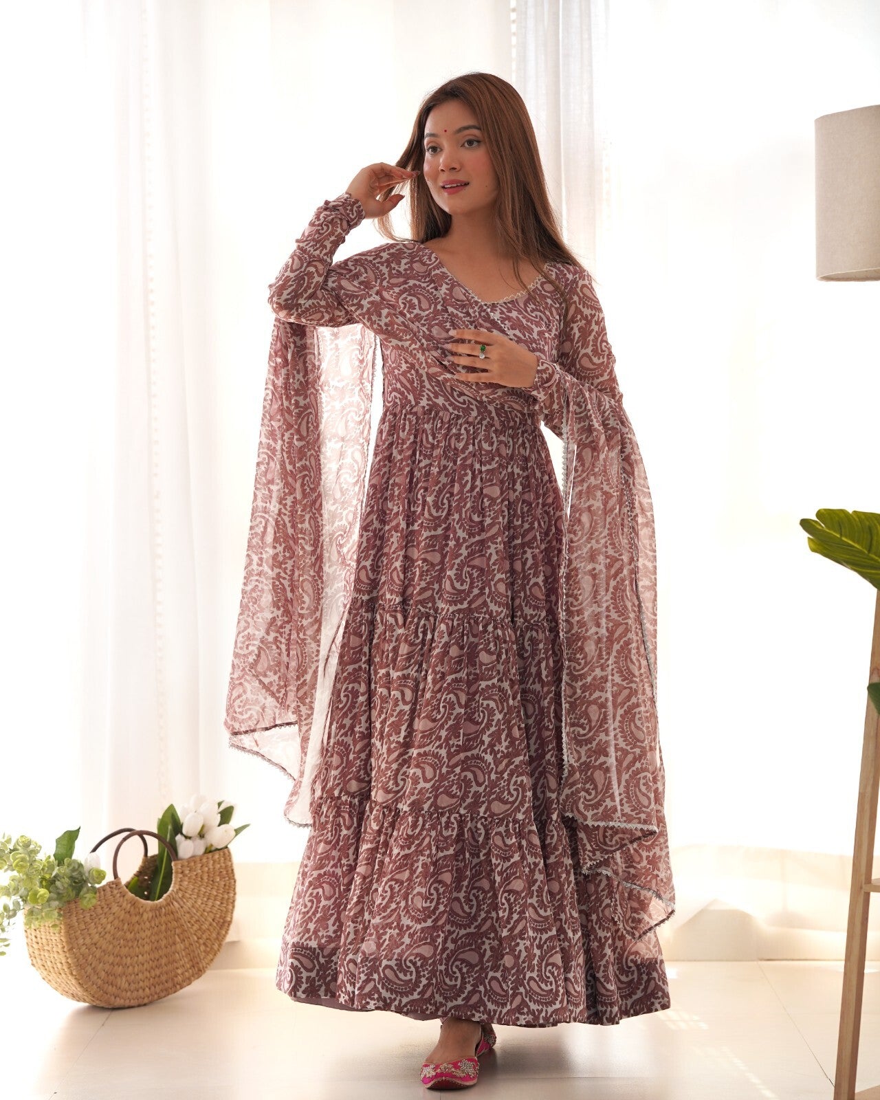 Designer Flared Anarkali Gown Suit Set – Bollywood-Inspired Pakistani Wear