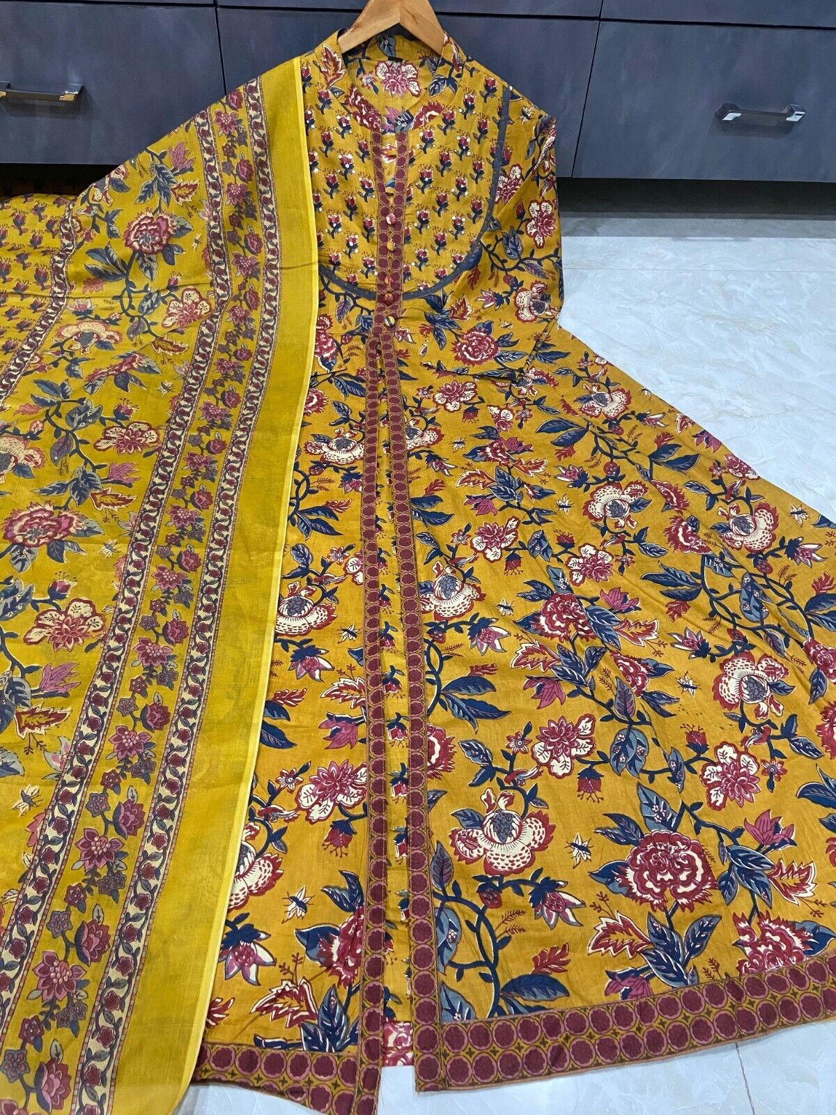 Pakistani Anarkali Gown Kurta Pant Set Indian Party Wear Top Tunic Kurti Dress