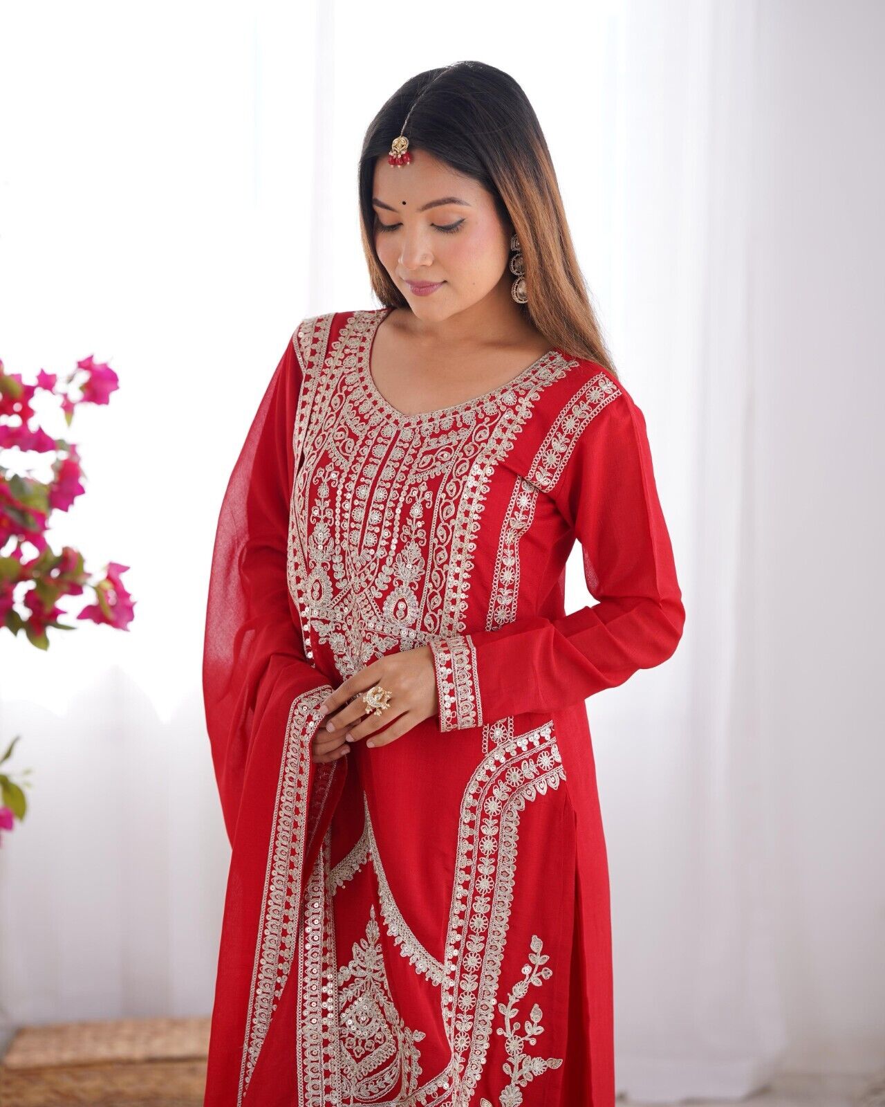 Pure Vichitra Silk with Beautiful Embroidery Sequence and Dori Work Sharara
