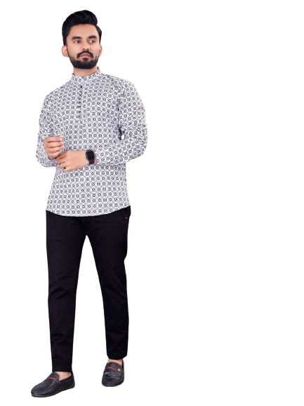 Traditional Printed Full Sleeves Short length Kurta/shirt full sleeve men kurta