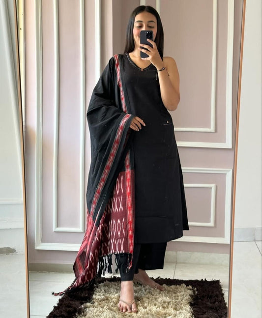 Cotton Slub Beautiful Salwar Kameez Set Bollywood Wedding Wear Kurta Pant Set