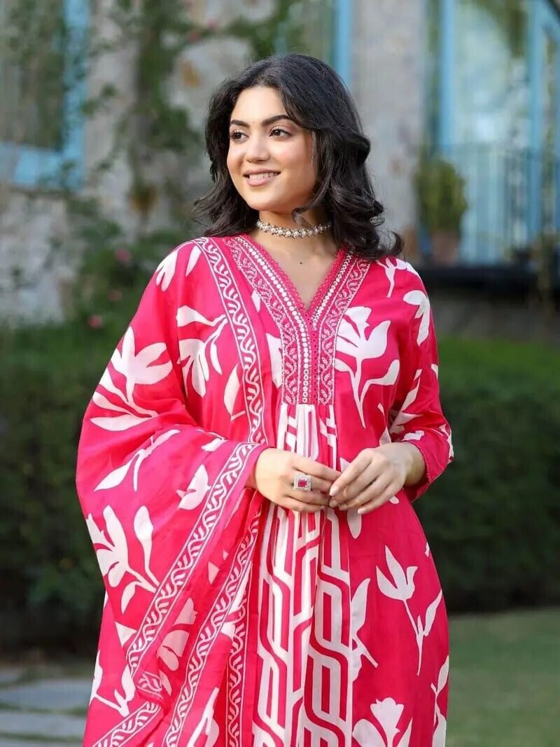 Beautiful Designer Salwar kameez  Kurta Women's Cotton Tunic Long Kurti Dress