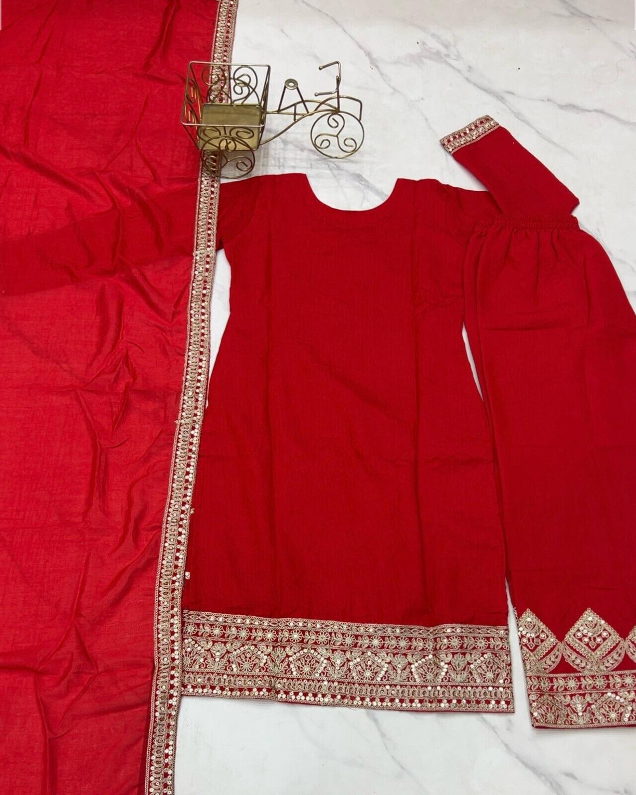 Pure Vichitra Silk with Beautiful Embroidery Sequence and Dori Work Sharara