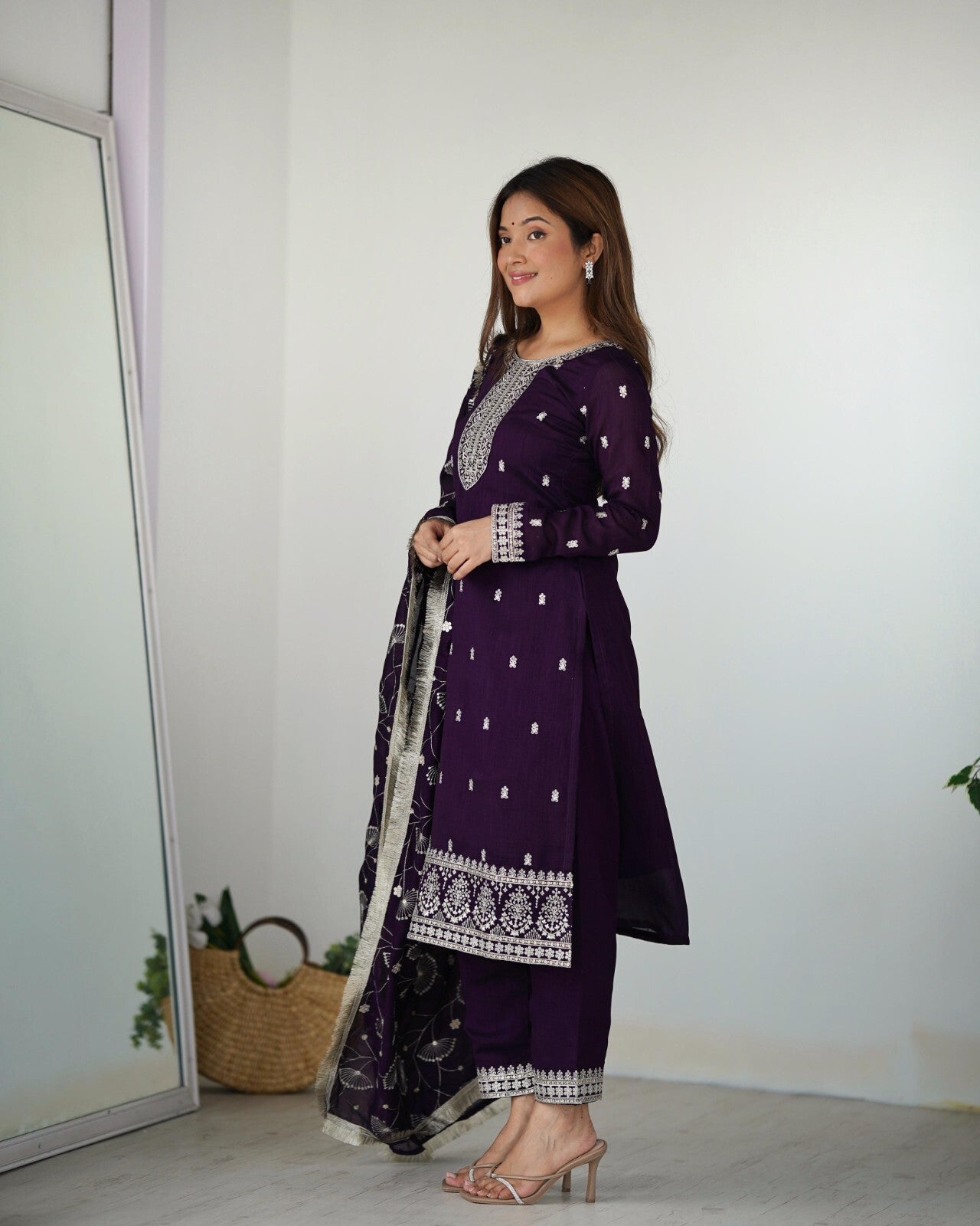 Zari work Silk Salwar Kameez Suit Designer Kurta salwar kameez suit , 3 pcs suit