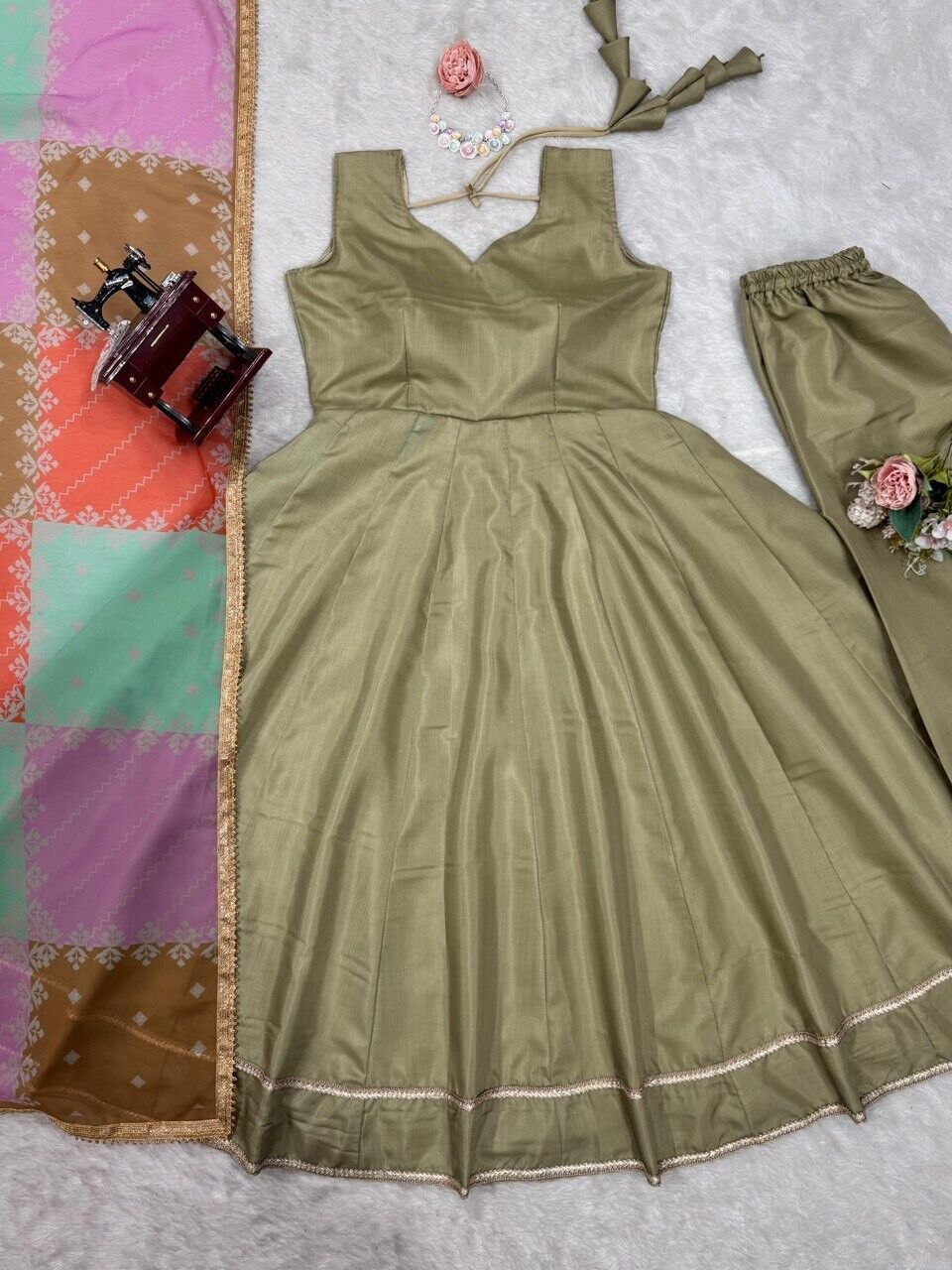 Indian Bollywood Tunic Kurti Designer Party Wear Kurta Flared Anarkali Suit Set