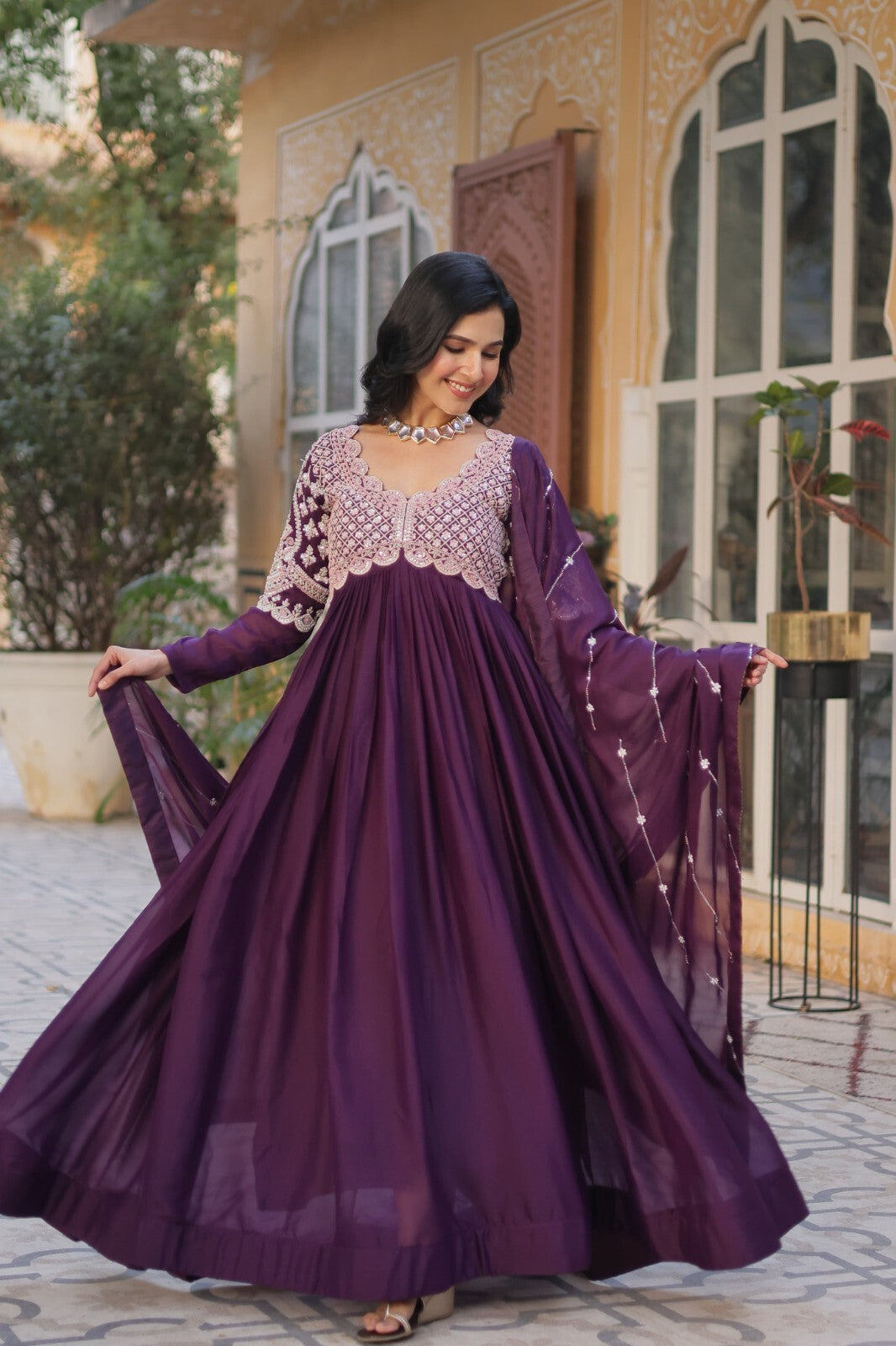 Bollywood-Inspired Pakistani Indian Wedding Flared anarkali Gown Set suit