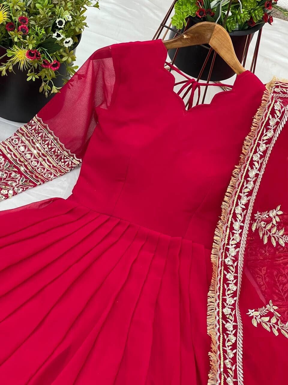 Georgette Pakistani Flared Anarkali full length gown Designer Wedding Party Wear