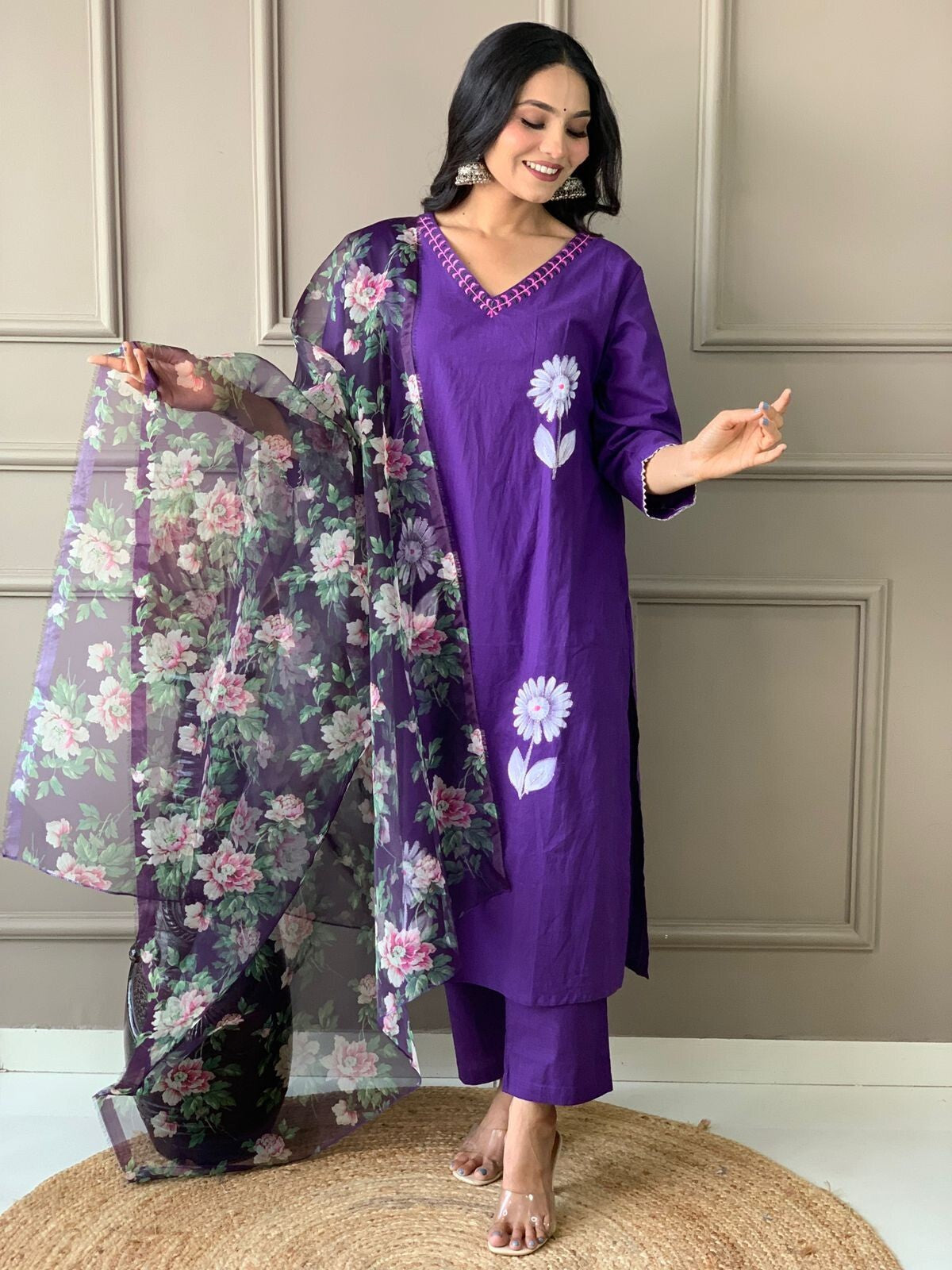 Beautiful Designer Cotton Kurti Suit Set Women's Bollywood Salwar Kameez Clothes