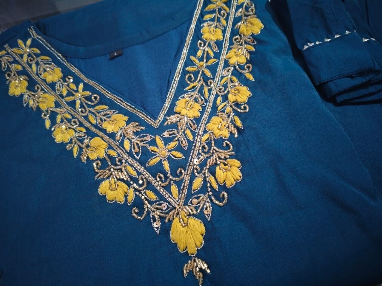 Blue Roman Silk Salwar kameez Pant Dupatta Set – Fully Stitched Festival Wear