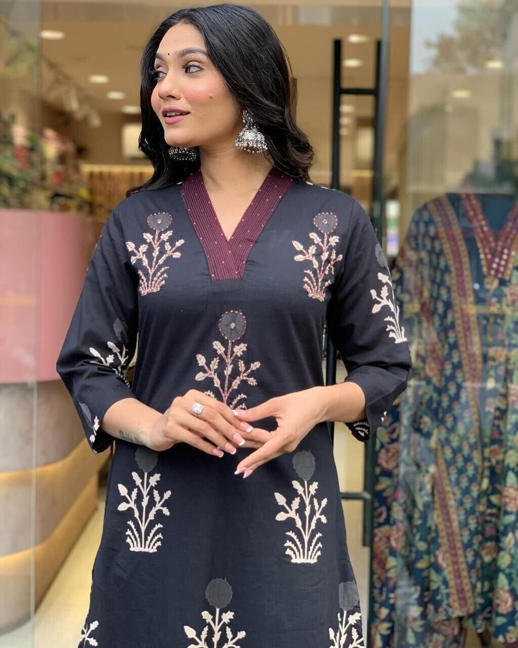 Cotton Printed Flared Anarkali Gown – Rayon Long Maxi Dress for Women