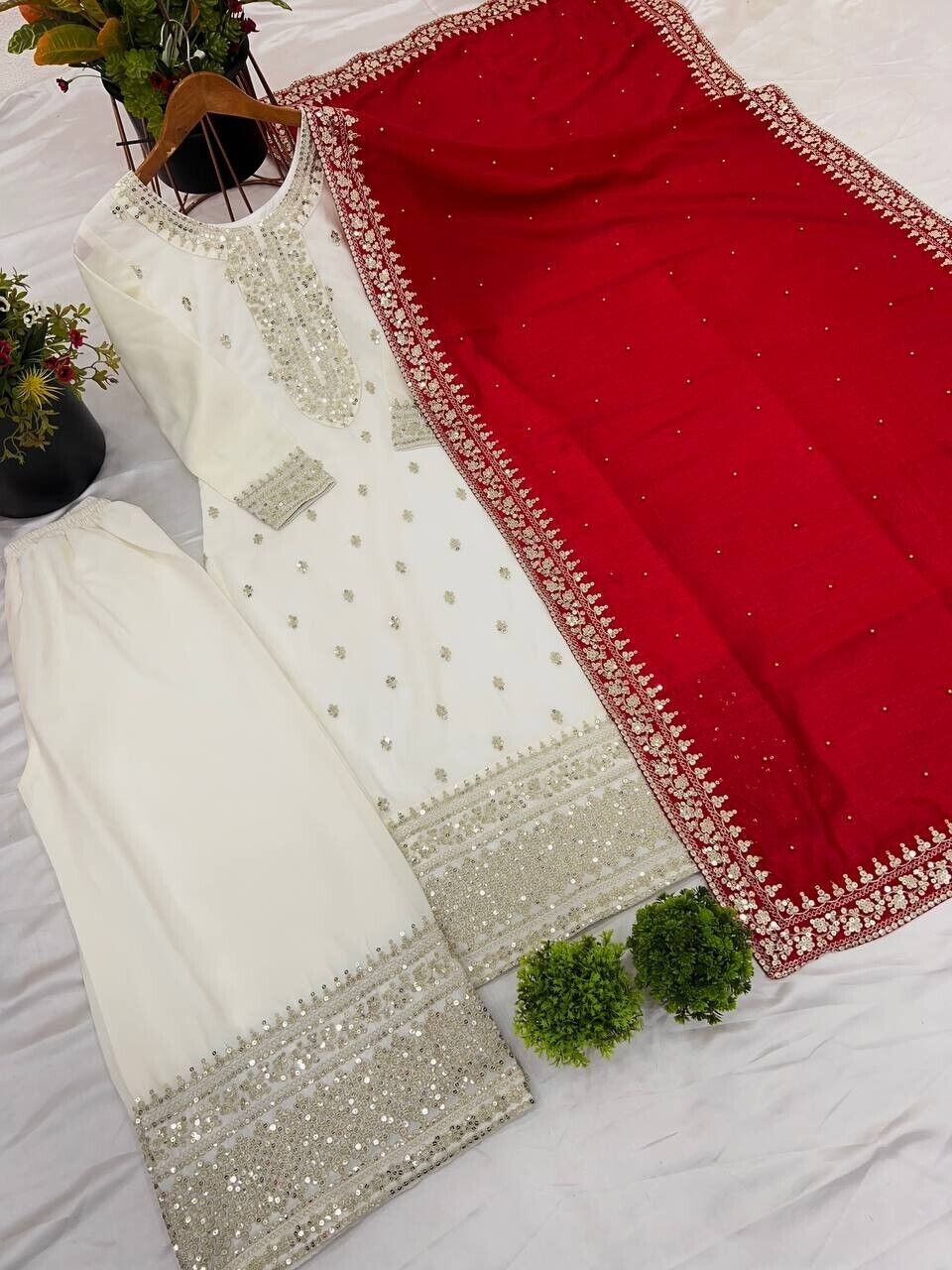 Chinnon Silk Embroidered Salwar Kameez Set – Ready‑to‑Wear Party & Wedding Wear
