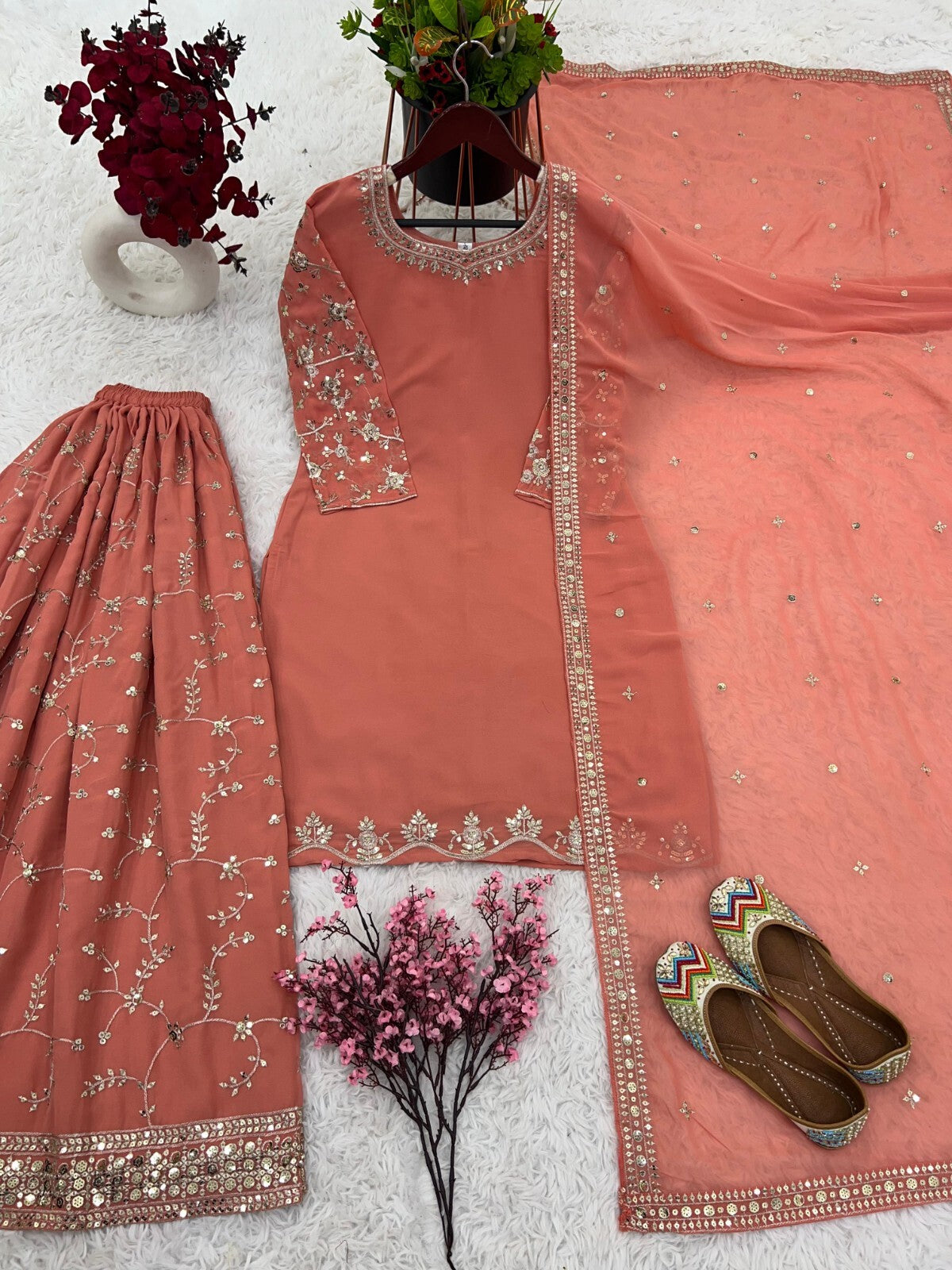Bollywood Sharara Suit Ethnic Indian Kameez Salwar Pakistani Designer Georgette
