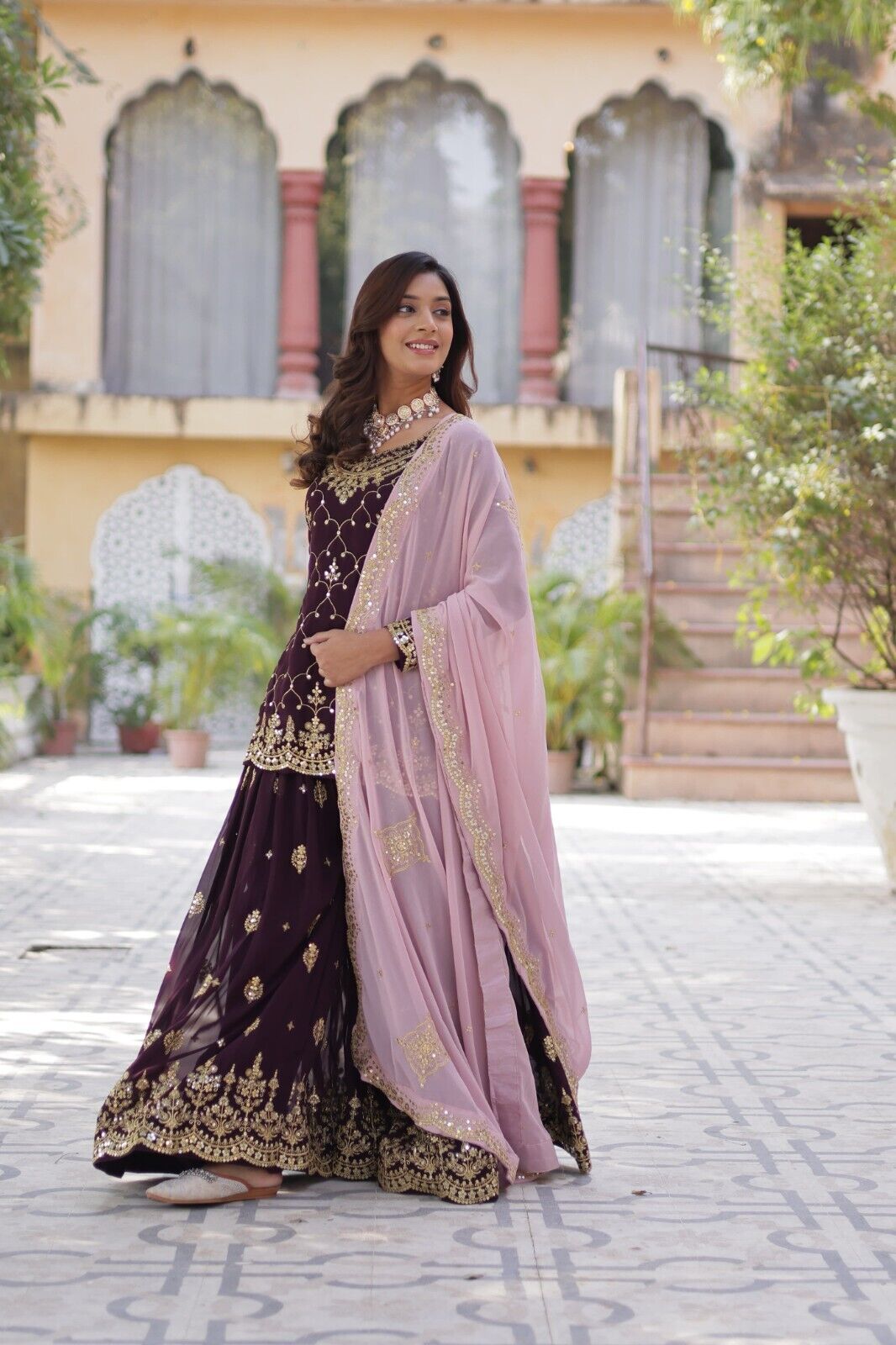 Georgette readymade Indian Pakistani Salwar Kameez Set – Palazzo Kurti Dupatta