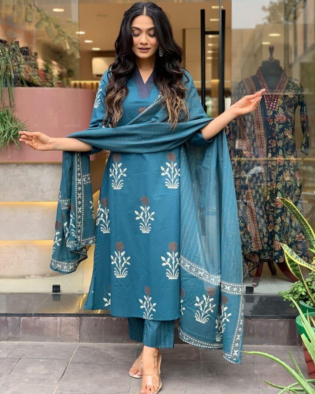 Cotton Printed Flared Anarkali Gown – Rayon Long Maxi Dress for Women