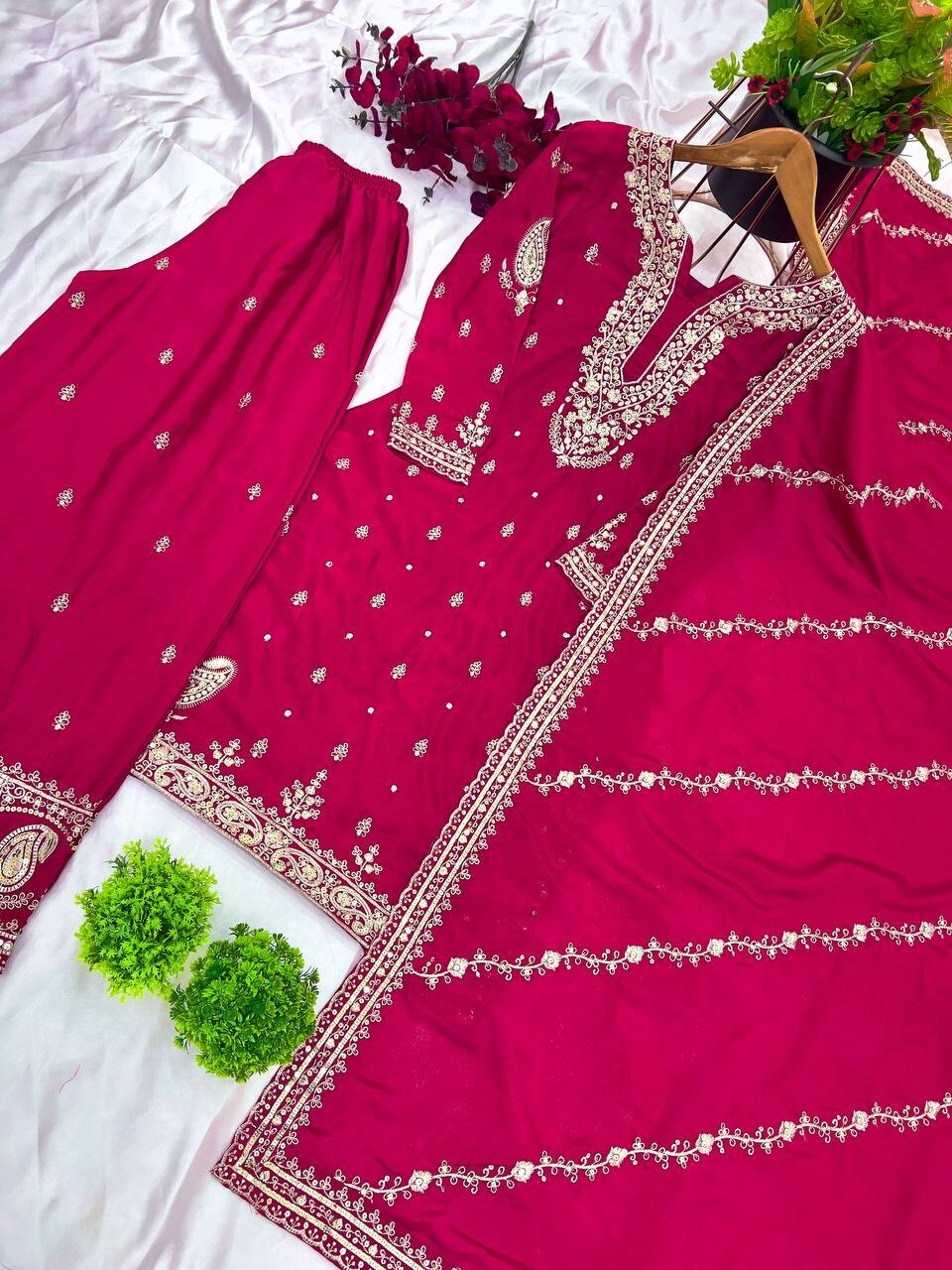 Indian Pakistani Designer Sharara Plazzo Salwar Kameez Suit – Embroidered Party