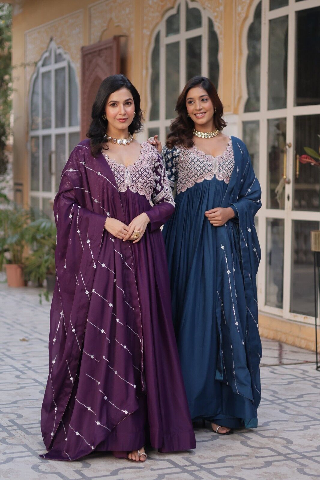 Bollywood-Inspired Pakistani Indian Wedding Flared anarkali Gown Set suit