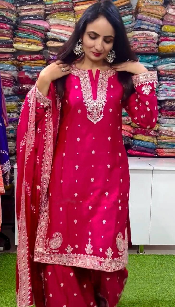 Indian Pakistani Designer Sharara Plazzo Salwar Kameez Suit – Embroidered Party