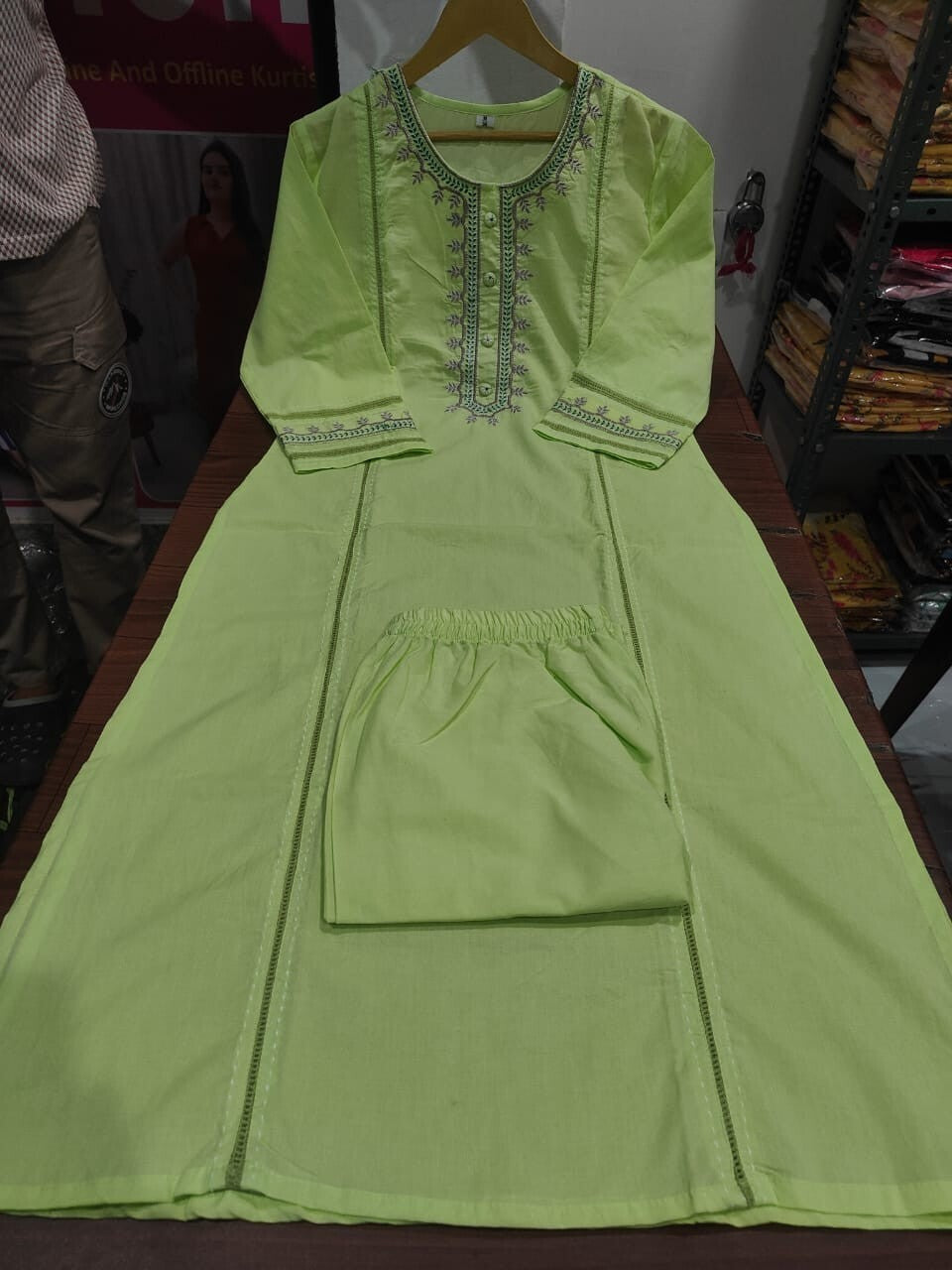 2 pcs Cotton Salwar Kameez Women Bollywood Party Wear Top Tunic Kurti Set