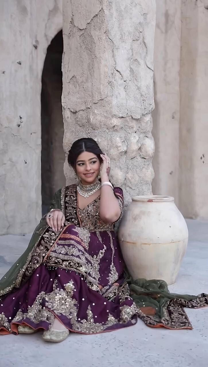 Embroidered Faux Georgette Salwar Kameez with Sharara & Dupatta - Ready to Wear