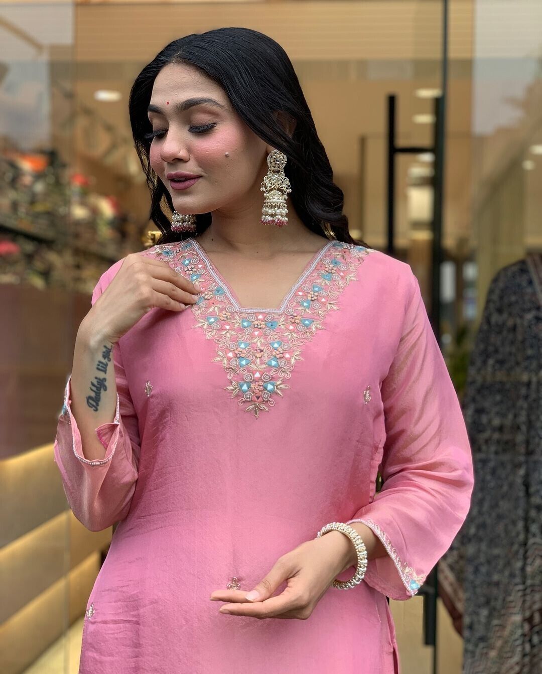 Women Cotton Straight Suit with Handwork – 3-Piece Set Salwar kameez
