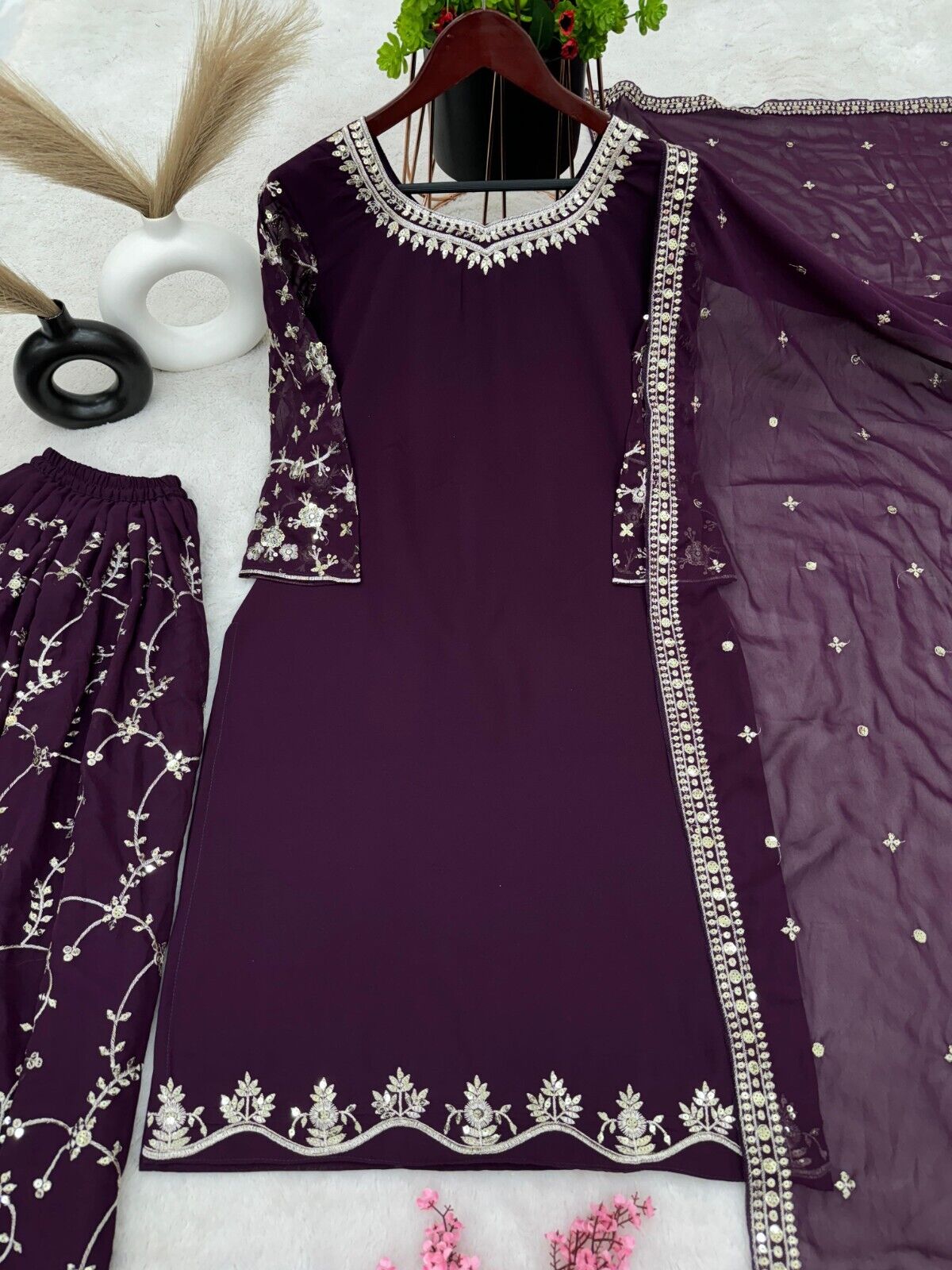 Bollywood Sharara Suit Ethnic Indian Kameez Salwar Pakistani Designer Georgette