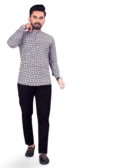 Traditional Printed Full Sleeves Short length Kurta/shirt full sleeve men kurta