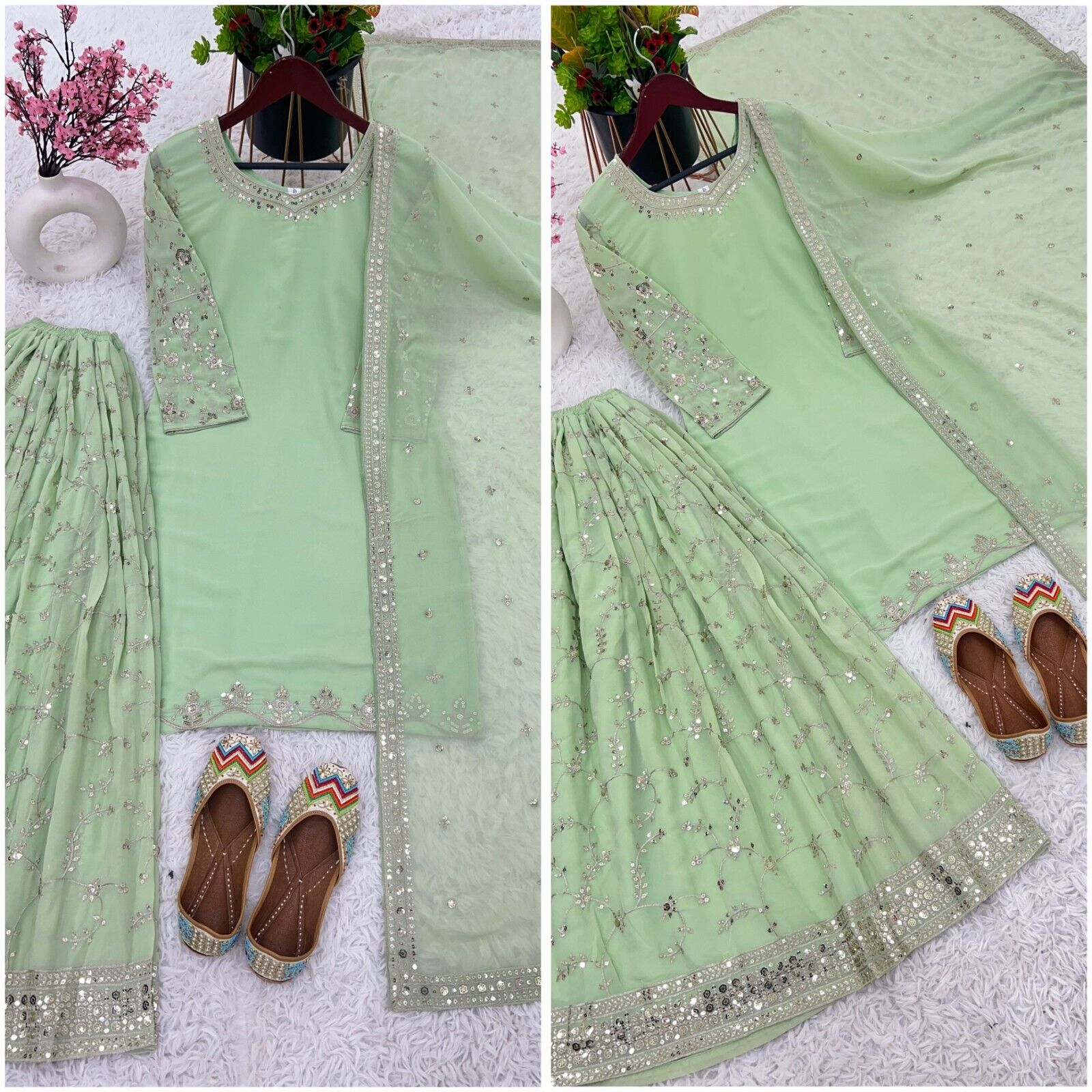 Bollywood Sharara Suit Ethnic Indian Kameez Salwar Pakistani Designer Georgette