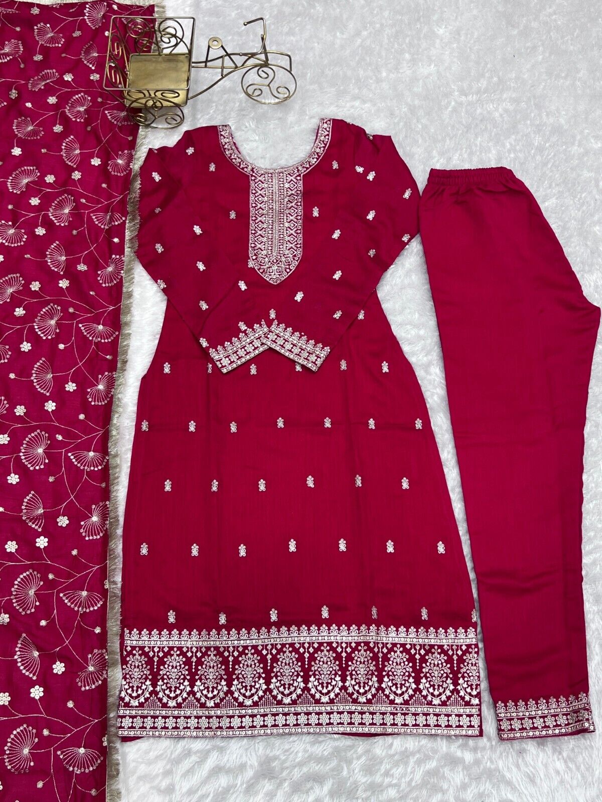 Zari work Silk Salwar Kameez Suit Designer Kurta salwar kameez suit , 3 pcs suit