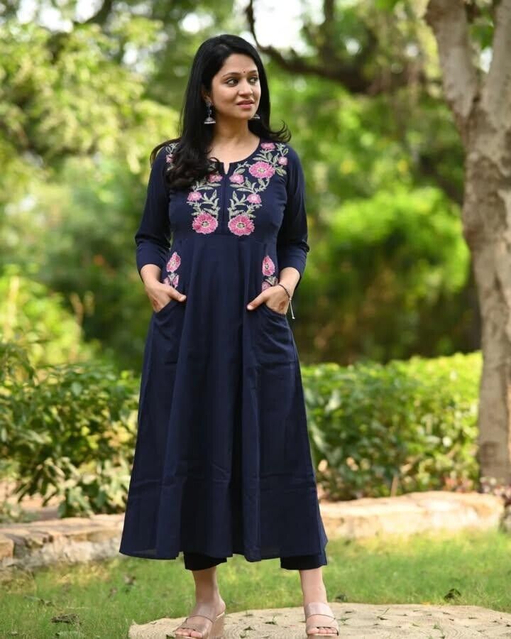 2 Pcs Bollywood Pakistani Cotton Pant Set Designer Women Salwar Kameez Kurti