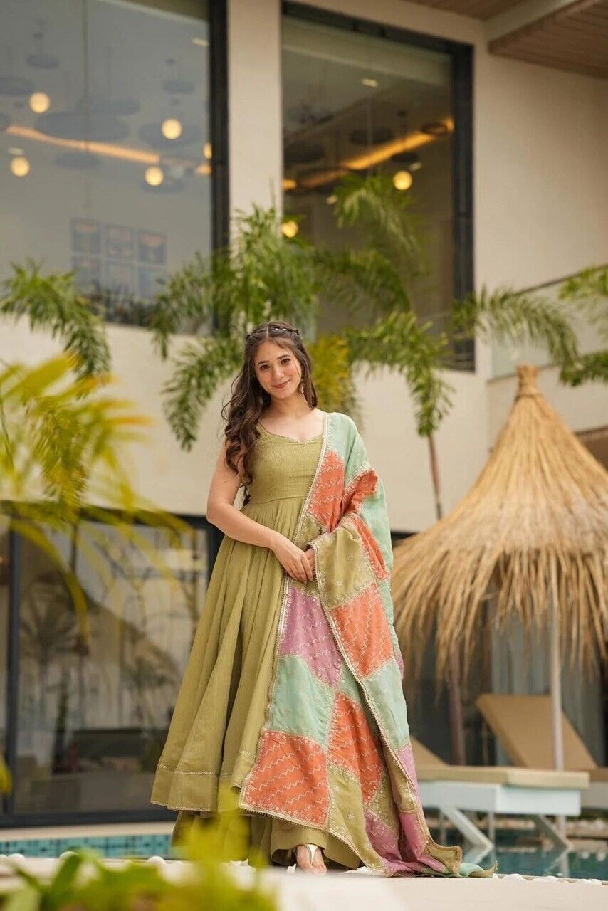 Indian Bollywood Tunic Kurti Designer Party Wear Kurta Flared Anarkali Suit Set