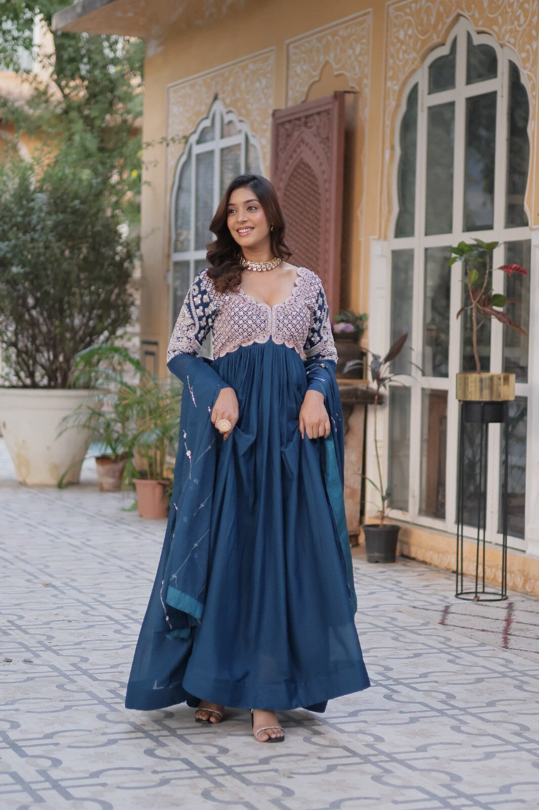 Bollywood-Inspired Pakistani Indian Wedding Flared anarkali Gown Set suit
