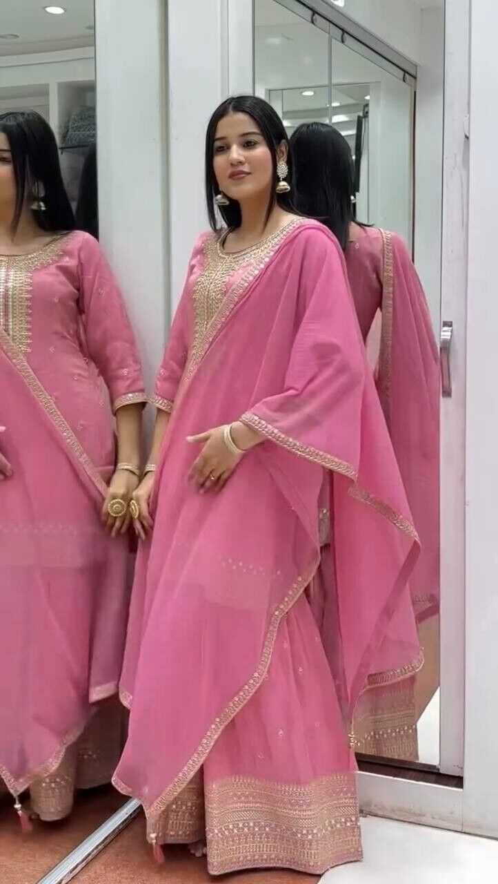 Embroidered Georgette Pakistani Party Wear Fancy Sharara palazzo Set