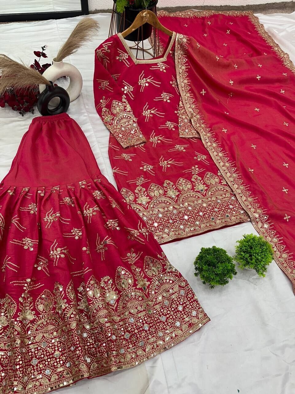 New Georgette Salwar Kameez Pakistani Wedding Party Wear Sharara Suit Style