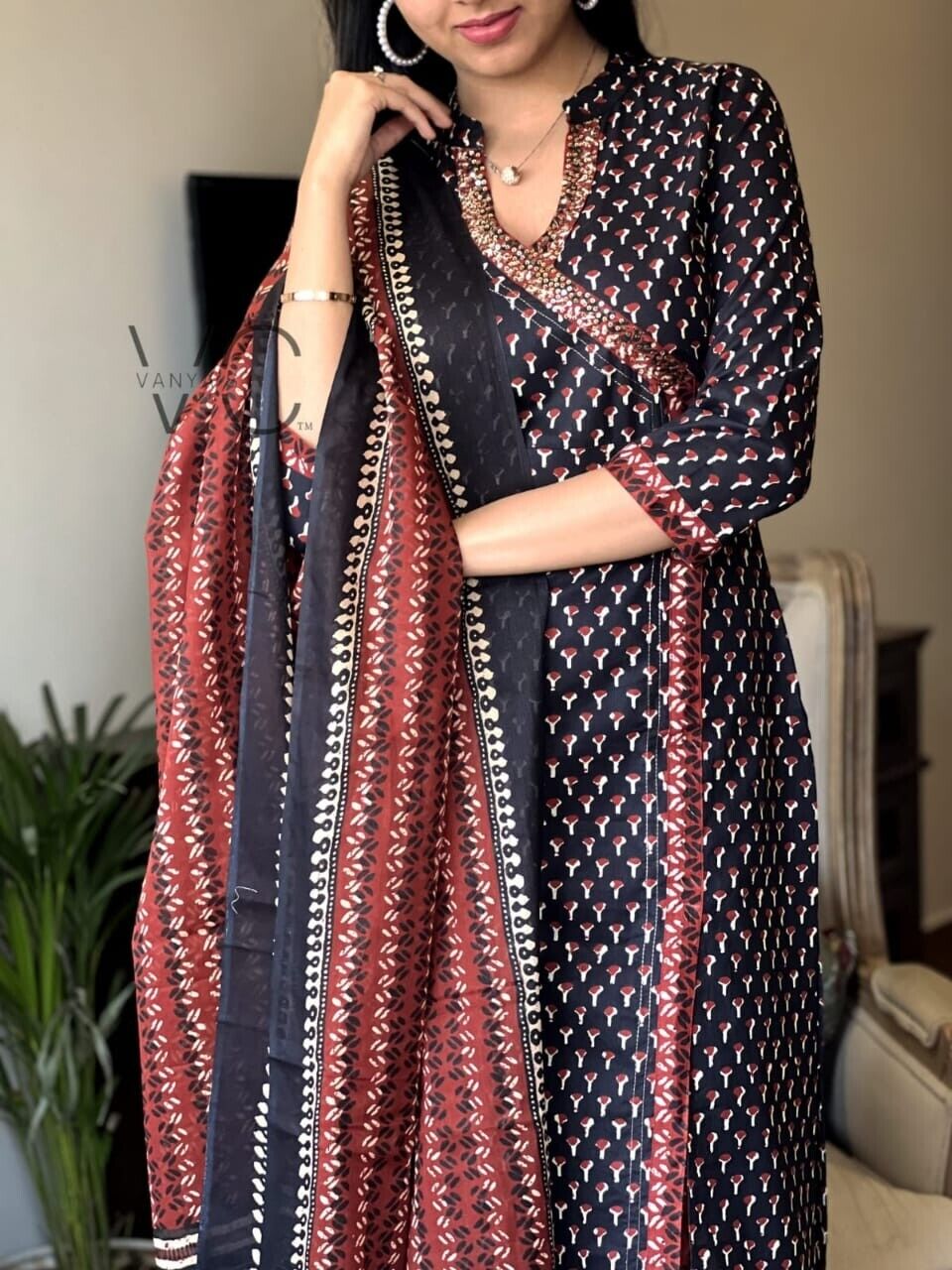 Women Heavy Cotton Salwar kameez Set Party Wear Kurta Dupatta with Pant Set