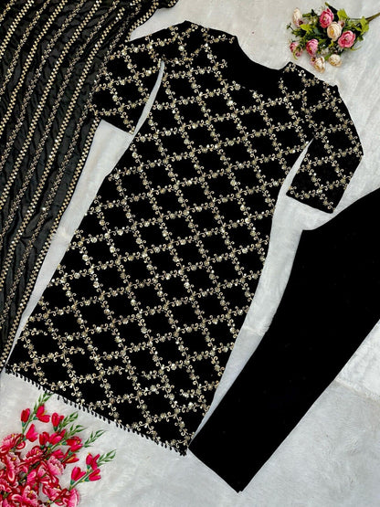 Designer Black Georgette Salwar Kameez  Ready-to-Wear Embroidered Suit