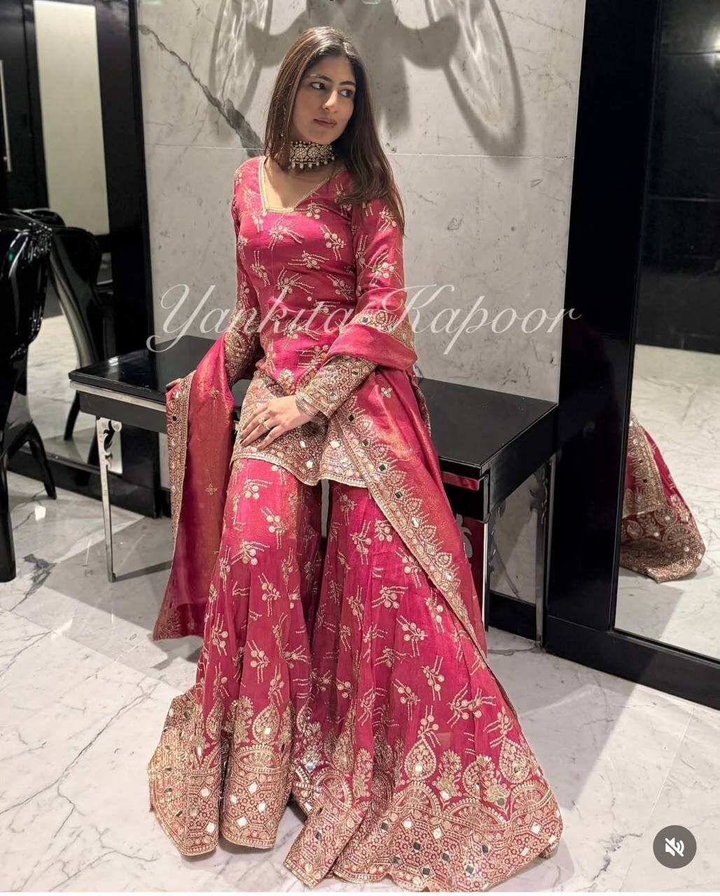 New Georgette Salwar Kameez Pakistani Wedding Party Wear Sharara Suit Style