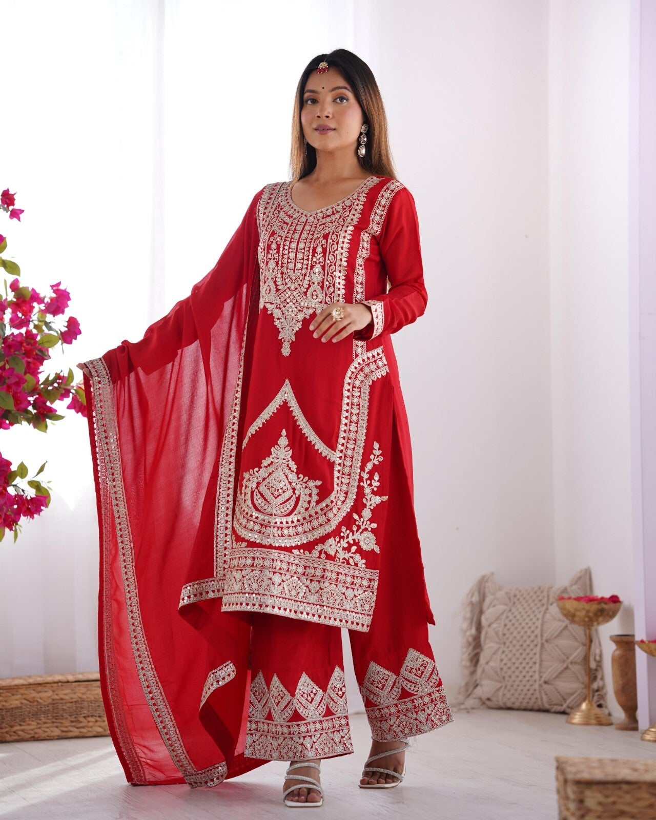 Pure Vichitra Silk with Beautiful Embroidery Sequence and Dori Work Sharara