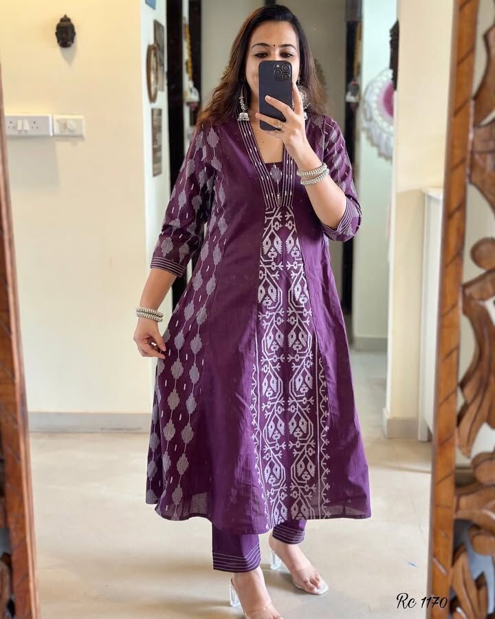 Designer Anarkali Gown – Ready-to-Wear Cotton Suit for Indian Weddings & Parties