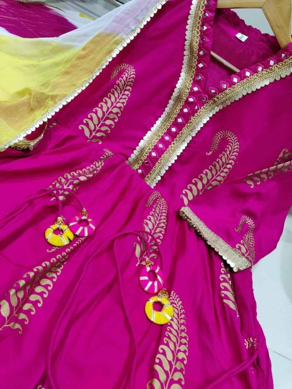 Rayon Women Flared Anarkali Gown & Pant Suit – Pakistani Style Party Wear