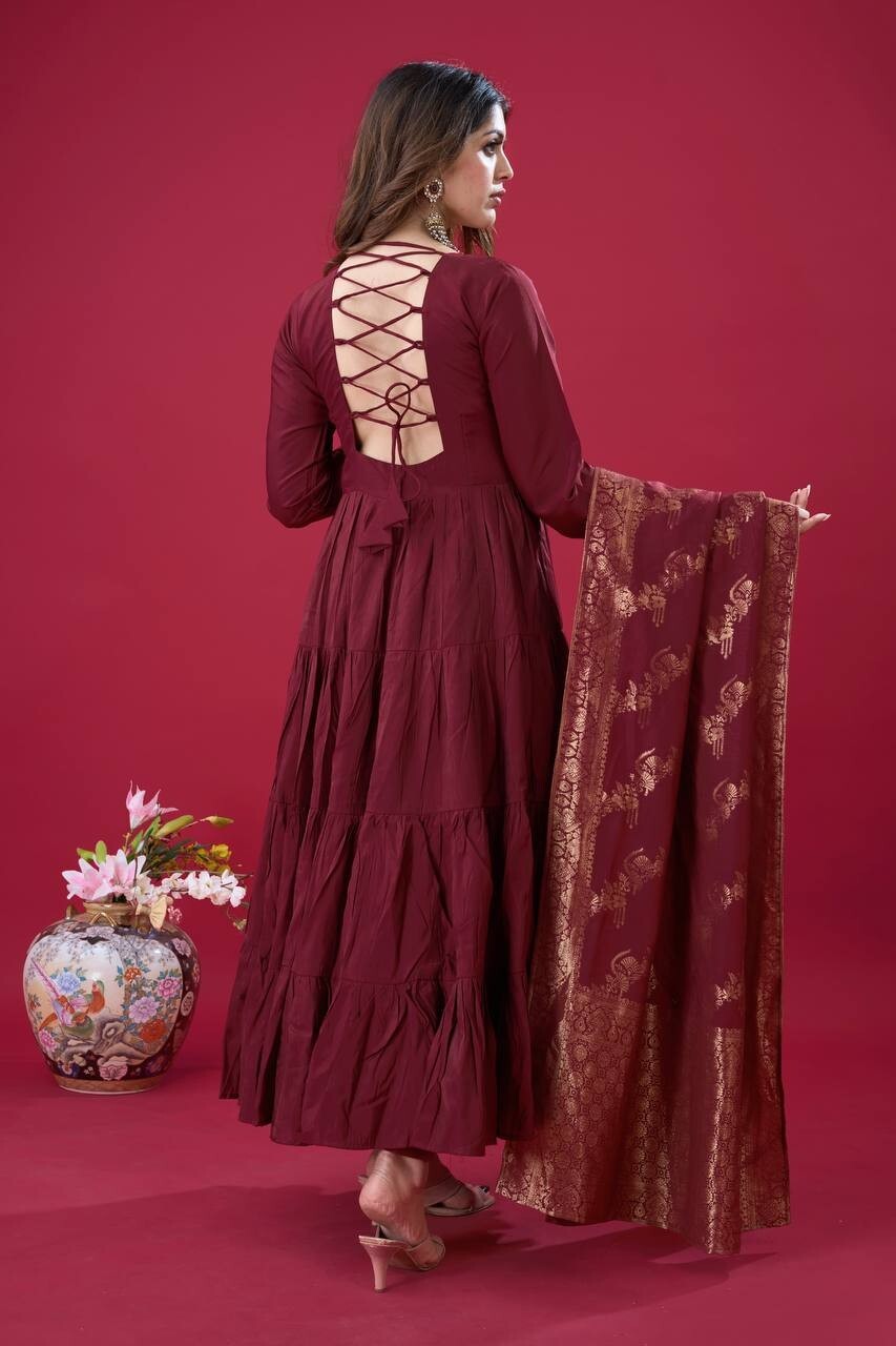 Pakistani Silk Salwar Kameez Readymade Suit Indian Wedding Party Gown Anarkali