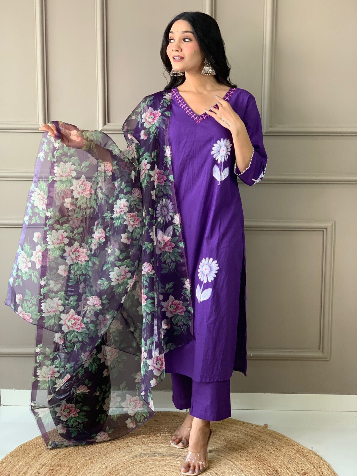 Beautiful Designer Cotton Kurti Suit Set Women's Bollywood Salwar Kameez Clothes